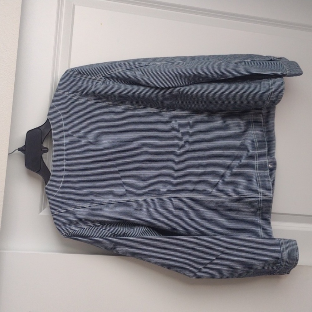NWT Chico's Railroad Stripe Heritage Denim Jacket Size 2 - Picture 4 of 8